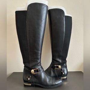 Vince Camuto Black Leather Wide Calf Riding Boot size 7.5